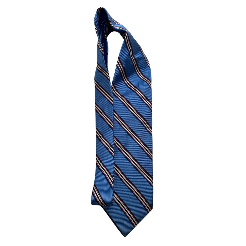Brooks Brothers 100%Silk Necktie Striped Blue Burgundy Menswear Business Fashion